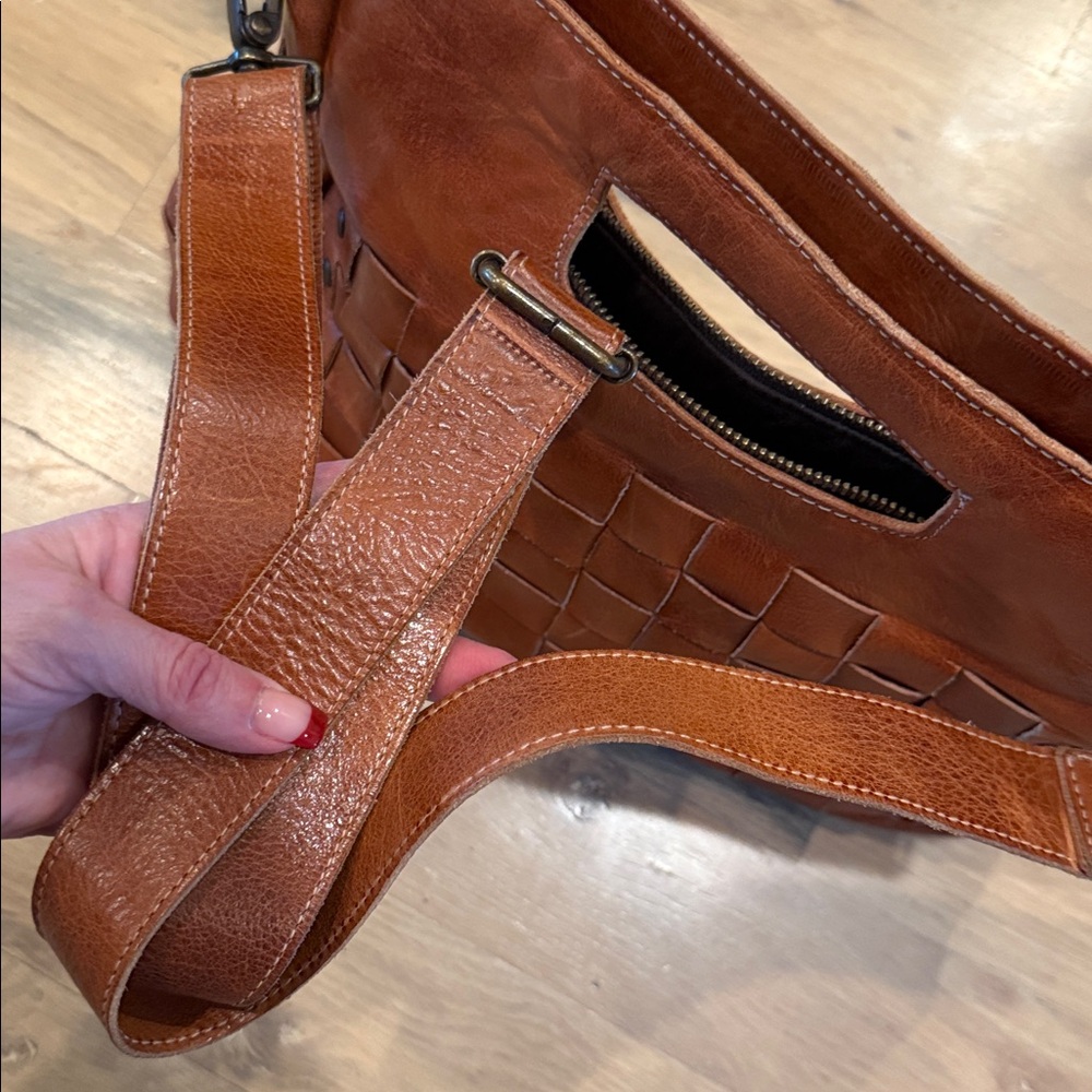 Bed Stu Orchid Studded Woven Leather Satchel Bag - Picture 14 of 14